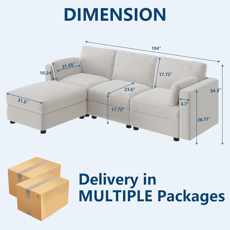 Canapé modulaire modulaire, canapé en forme de L, canapé modulaire convertible avec repose-pieds, canapé modulaire surdimensionné