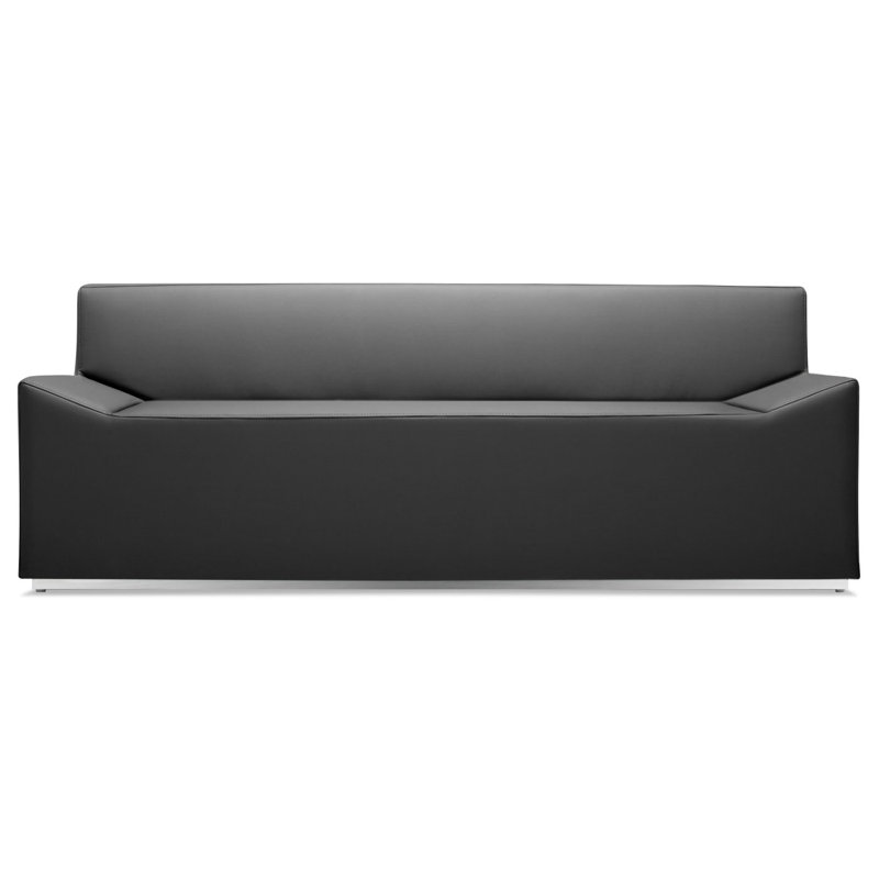 Couchoid Leather Sofa, Slate Genuine Leather, 28" H x 75" W x 34" D