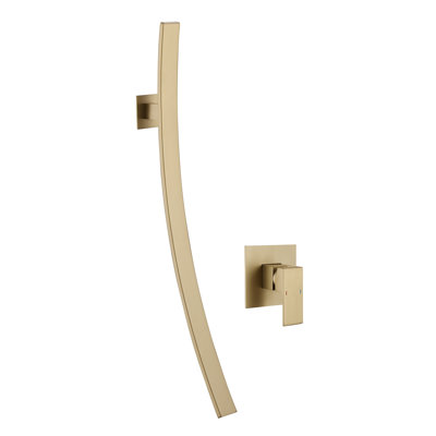 26.97" Creative Solid Brass Wall Mounted Bathroom Sink Faucet, Single Handle Waterfall Basin Faucet