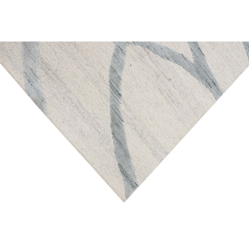 Hand Knotted Wool Area Rug in Teal, Rectangle 10' x 14'