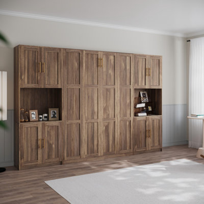 Queen Murphy Bed With Storage Cabinet And Open Shelves, Hidden Foldable Wall Cabinet Bed