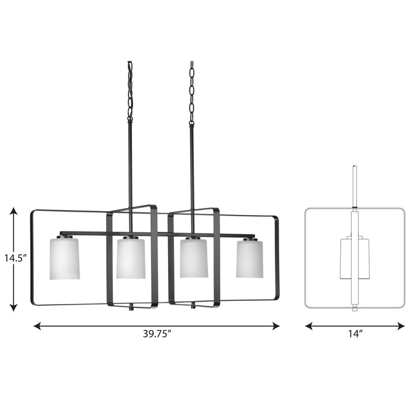 Lustre géométrique à 4 lumières pour îlot de cuisine, Noir