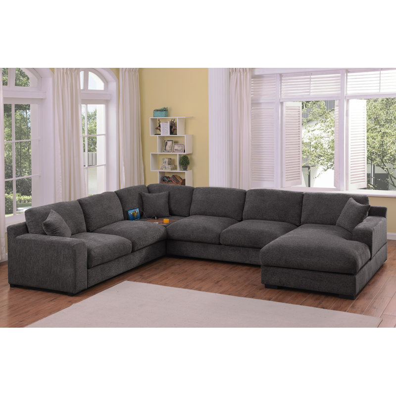 Canapé modulaire en tissu chenille gris Celine, Gris