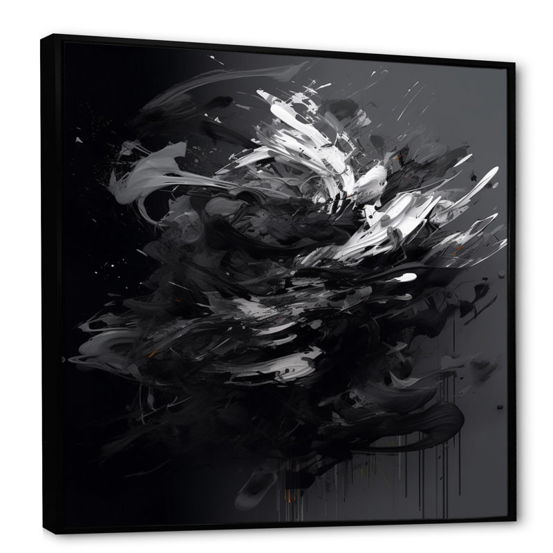 "Exploration des profondeurs du marbre noir", reproduction d'art sur toile, H 16 po x l 16 po x P 1 po, Cadre flottant noir