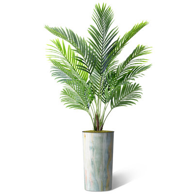 Plante artificielle dans un pot de fleurs, faux palmier aréca, décoration de la maison (pot et plante)