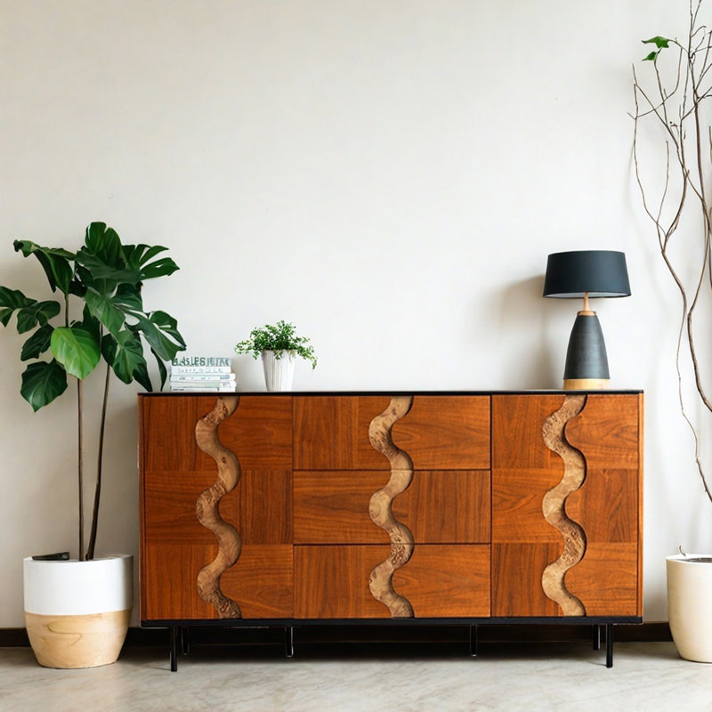 Armoire d'entrée Mid-Century, H 33,1 po x l 47,2 po x P 15,7 po, Orange