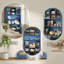 Armoire de cuisine 70,9 "rustique bleu marine avec lumières DEL, prises de courant, support à vin et tablettes réglables - Buffet Farmhouse Hutch pour salle à manger-468992792