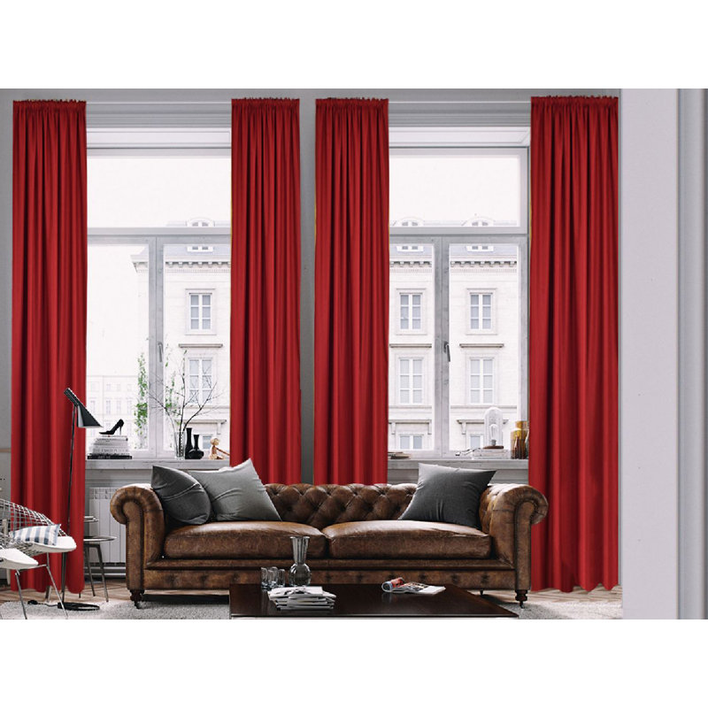 Lined Blackout Extra Long & Extra Wide Custom Made Decorative Single Panel Curtain, 100" W x 95" L, Burgundy