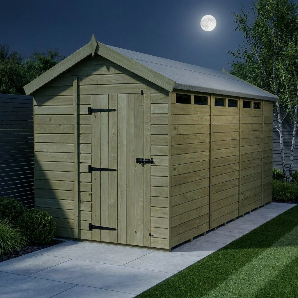Total Sheds 7ft x 15ft Security Apex Shed - Heavy-Duty Hasp Staple Anti-Tamper - Pressure Treated Timber - UK Manufactured
