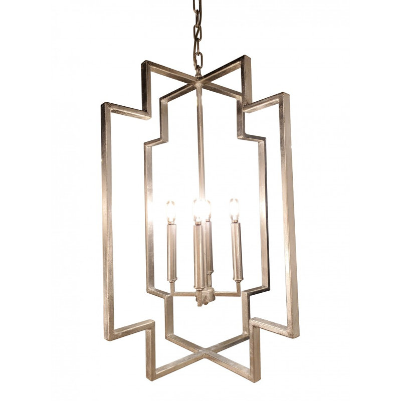 Lustre géométrique à 4 lumières Eifel, Feuille d'argent