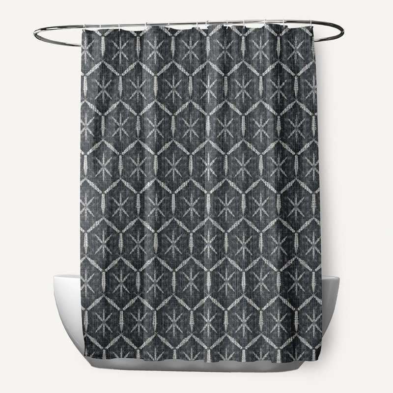 Avalon Geometric Shower Curtain, Black