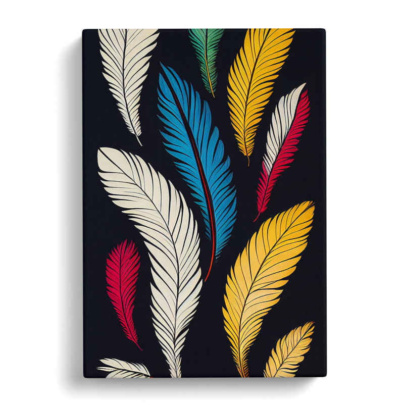 Retro Feathers No.5 - Wrapped Canvas, 50cm H x 35cm W x 3cm D