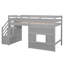 Lit mezzanine simple gris avec escalier de rangement et fenêtre ludique - Fabrication en bois spacieuse pour la chambre à coucher-1621268844