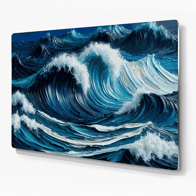 Art mural en métal bleu côtier, H 12 po x l 18 po