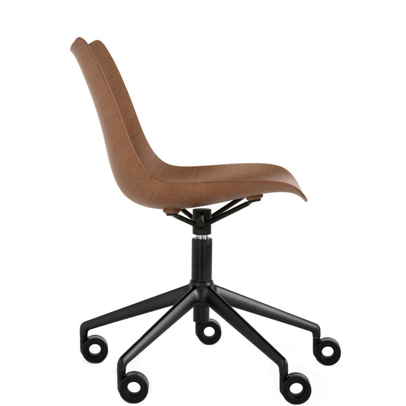 P/Wood Swivel Task Chair, Dark Wood/Black