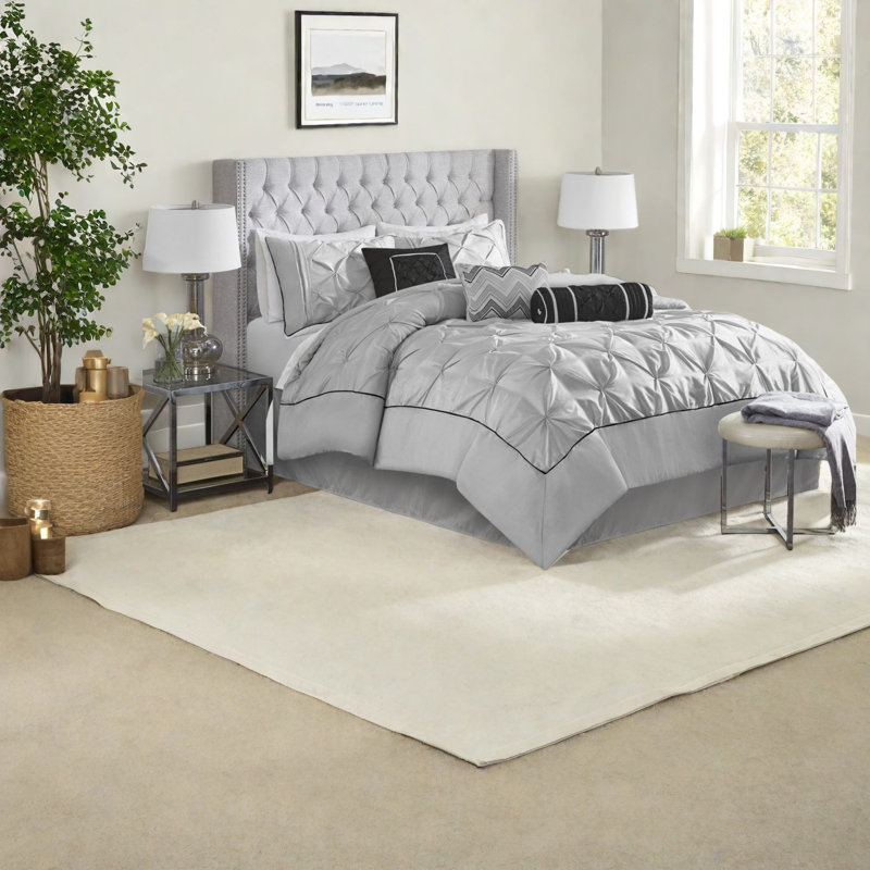Elegant 7-piece Bedding Sets, Polyester Tufted, Modern Grey For Home Comfort