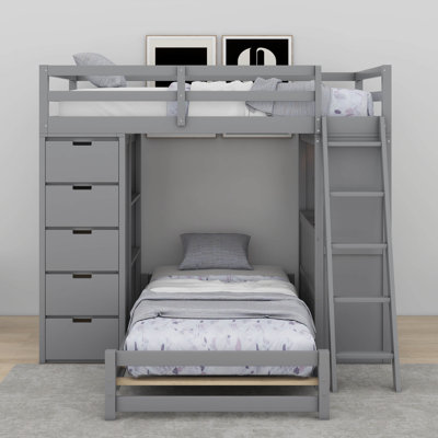 Lit superposé simple au-dessus de simple avec bureau, lumière DEL et ports USB