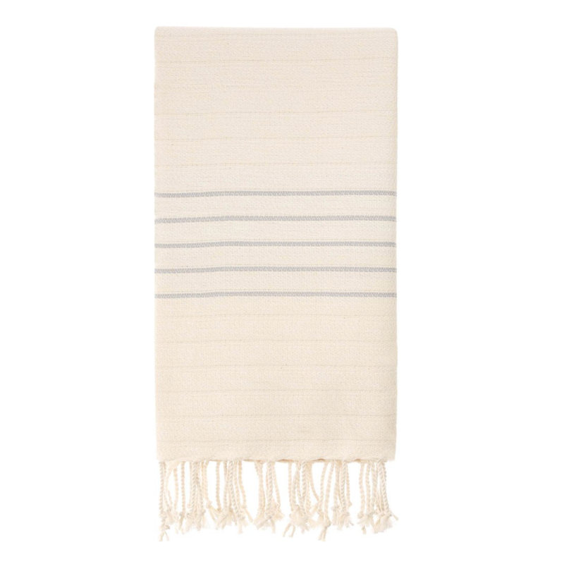 Aquinas Turkish Cotton Midweight Beach Towel, Beige Light Gray