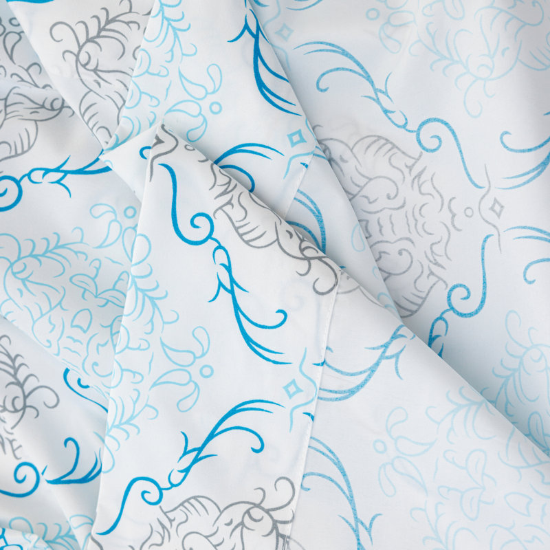 Prestige Home Microfiber Damask Fitted Sheet, Queen Sheet Set + 1 Fitted Sheet + 2 Pillowcases