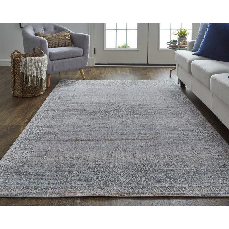 Tapis gris / ivoire Cainsville Minimal Tribal, Rectangle 12 pi x 15 pi