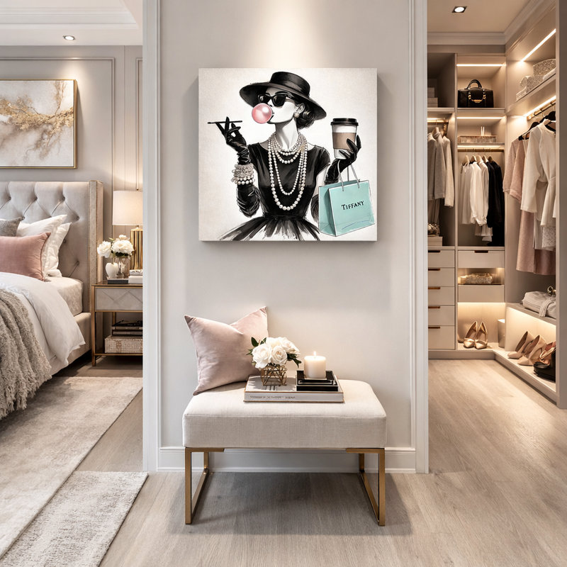 «Classic Grace: Tiffany-Inspired Chic», art mural sur toile, H 30 po x l 30 po x P 1,5 po