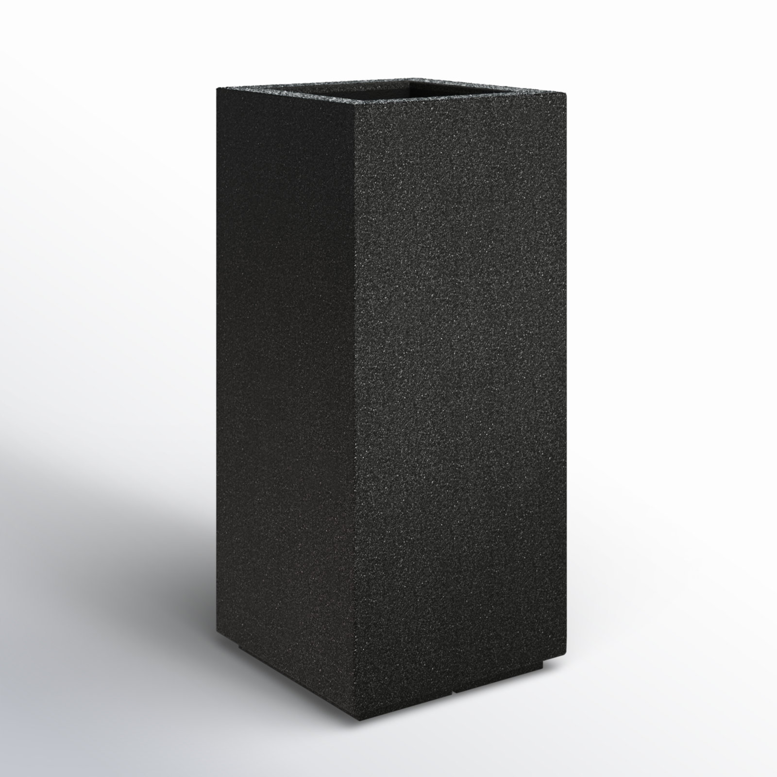 Gita Tall Lightweight Outdoor 16" x 16" x 36" Square Planter Box, Black Granite