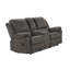 Ensemble 2 pièces: canapé inclinable et causeuse console, chenille brune-2072803506