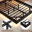 Structure de lit double avec tête de lit tapissier en velours à 2 niveaux, structure de lit plateforme en bois avec station de charge et lumières à DEL, naturel-1046032266-1046032267