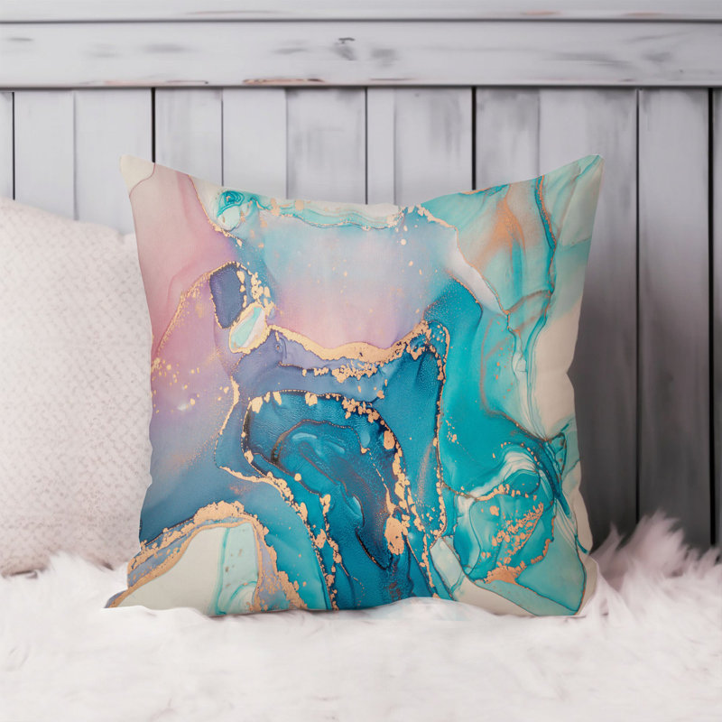 Abstract Cyan Symphony Crystals Geode Modern Agate, 18"H x 18"W