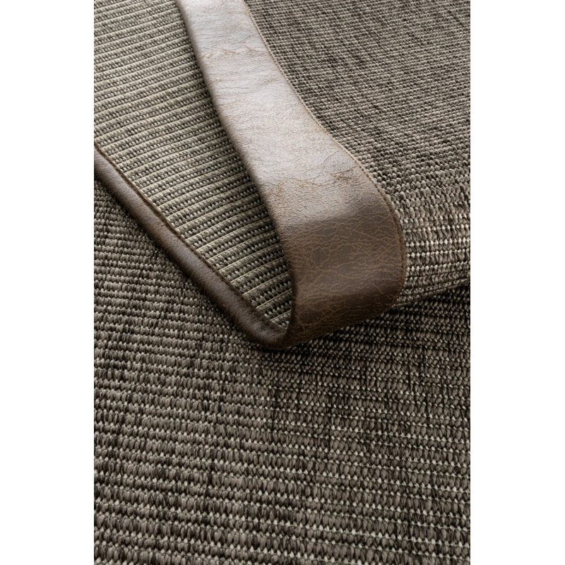 Tapis en sisal à bordure en cuir Lopez, Tapis de couloir 2 pi 8 po x 8 pi 3 po