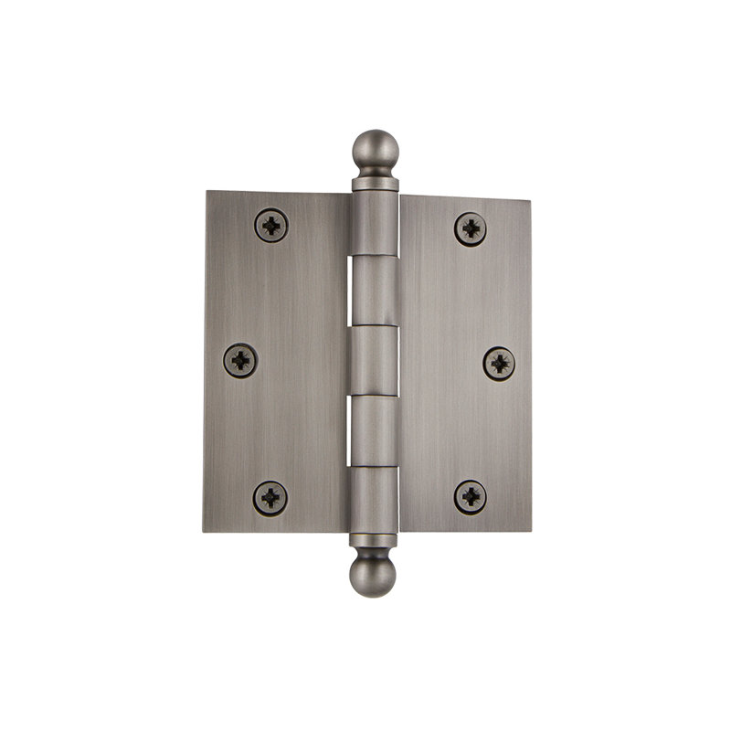 Nostalgic Warehouse 3.5" x 3.5" Ball Tip Residential Hinge with Square Corners, Antique Pewter