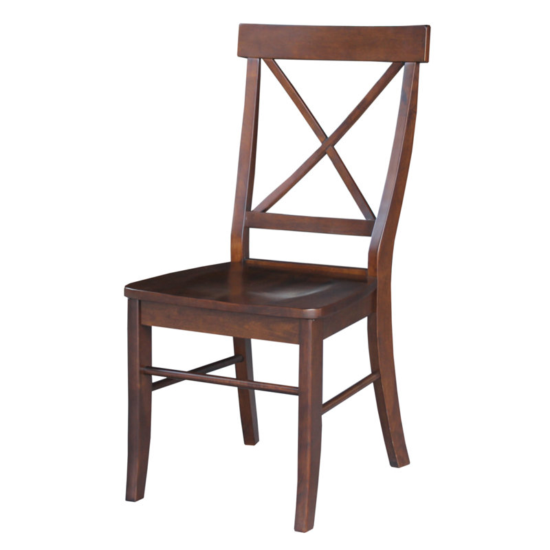 Chaise d'appoint en bois massif avec dossier croisé Dugazon Duante, Espresso