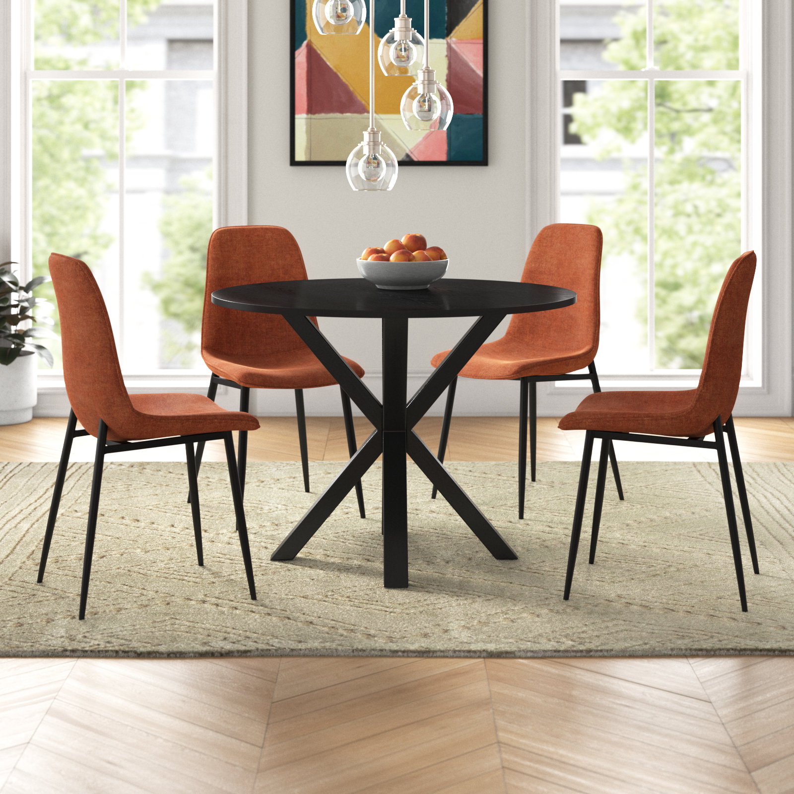 RUANLOV Round Dining Table Set For Persons Modern Kitchen Table