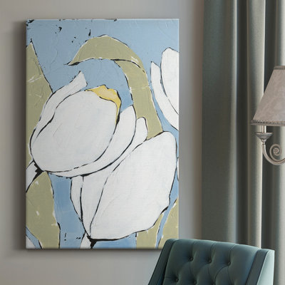 «White Tulip Triptych II», peinture sur toile tendue