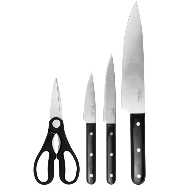 5 Dinner Knife Knives Martha Stewart Stainless Vanya Glossy Ribbed Handle  MSE