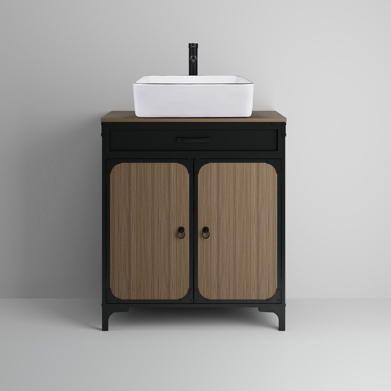 30" Free Standing Single Bathroom Vanity With Manufactured Wood Top With Sink And Faucet