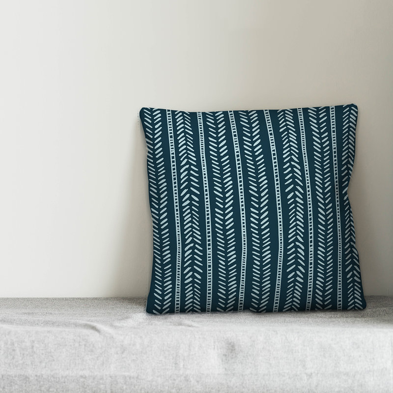 Striped Outdoor Throw Pillow, 20" x 20", Polyester/Polyfill, Black/Cream