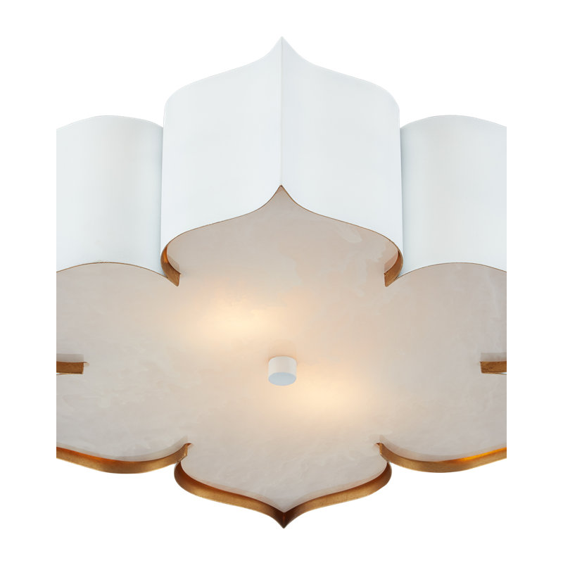 Plafonnier encastré 19 po Grand Lotus, Blanc sucre / or contemporain