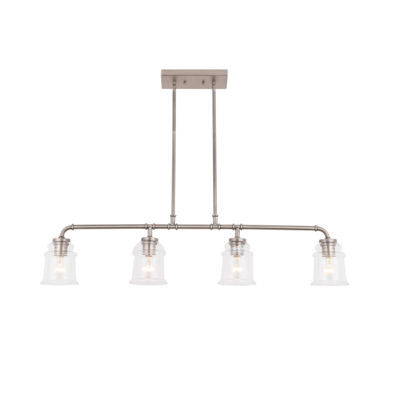 Luminaire suspendu linéaire pour îlot de cuisine 4 lumières Shifflett, Nickel antique