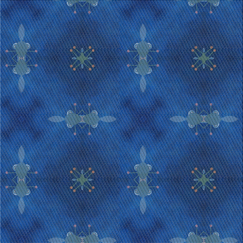Tapis à motifs bleu / noir, Carré 3 pi