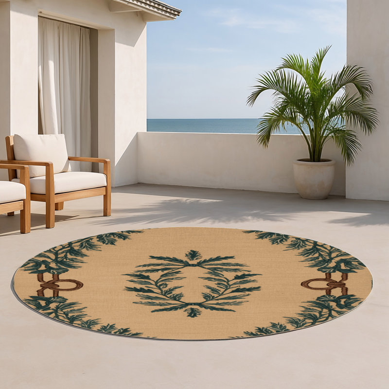 Tapis d'intérieur et d'extérieur brun français, Rond 5 pi