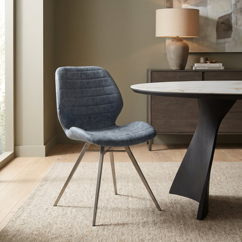 Chaise d'appoint rembourrée Hemani, Bleu foncé