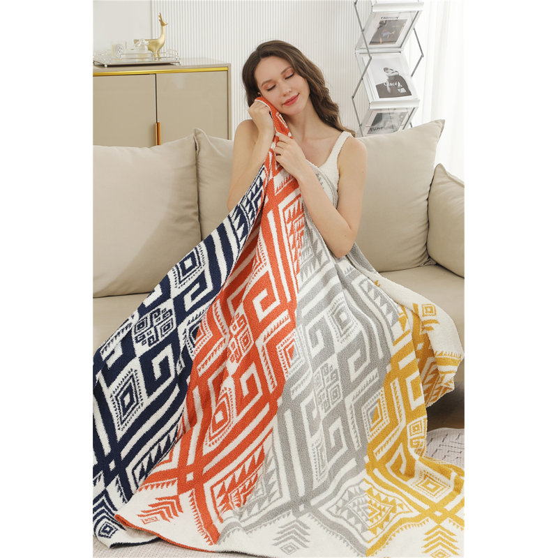Jeté de lit Tribal, Noir / orange / gris / jaune