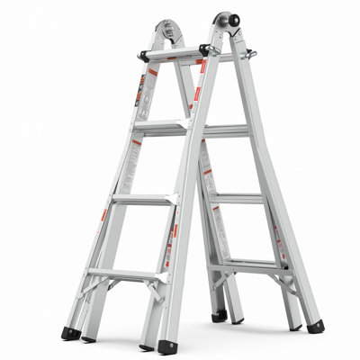 Échelle pliante en aluminium à positions multiples 17 pieds, structure en A et échelle droite, ANSI 250Lbs