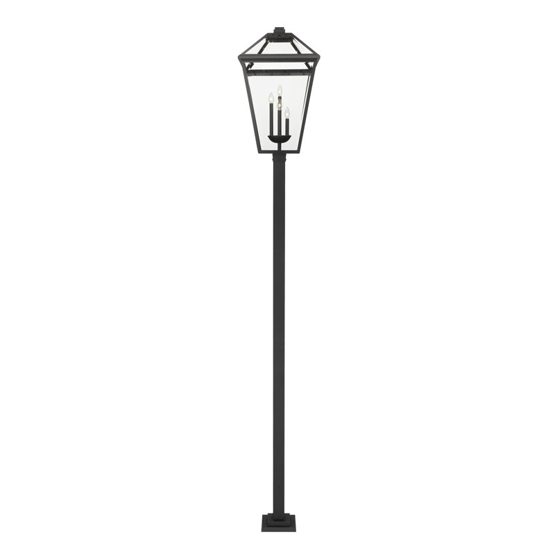 Bien-Aime Clear Beveled Lamp Post (Full), 128.25" H x 19.5" W x 19.5" D, Black, Beveled
