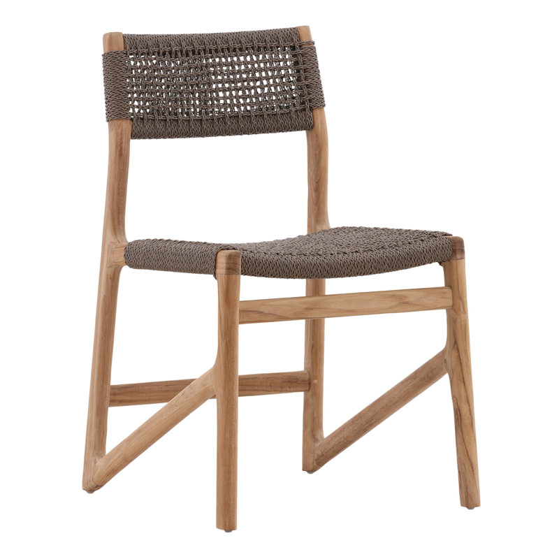 Ysidro Teak Wood Outdoor Dining Chair, Gray