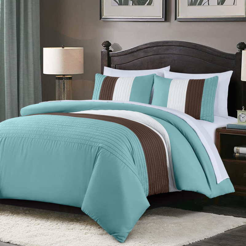 Briar Blue Brown Beige Queen Microfiber Bed in a Bag Set