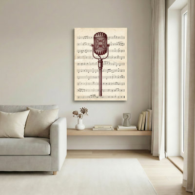 Ensemble de 1 tableau sur toile représentant un microphone vintage