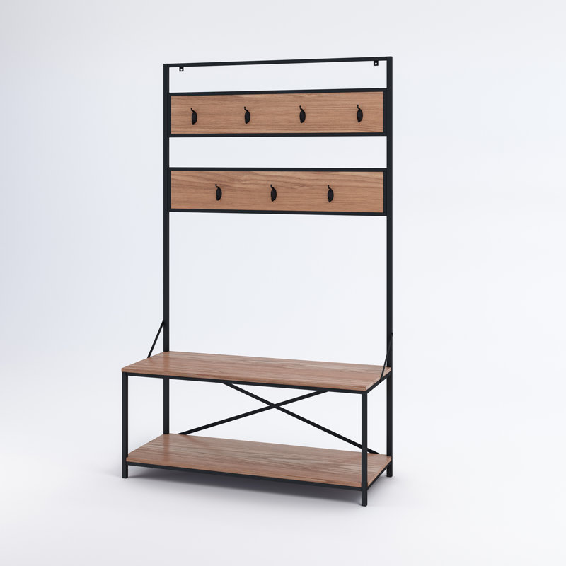 Arbre de couloir avec banc de rangement pour chaussures à 2 niveaux - 40 po x 15 po x 68 po