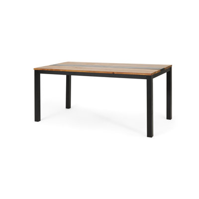 Wood Top Dining Table With Powder - Coated Frame, 63.32 Lb, Main Color, 29.5 In Height, Understated Design, Some Assembly Required Modern Industrial 69 Depth, 35 Width, Simple Frame And Slat